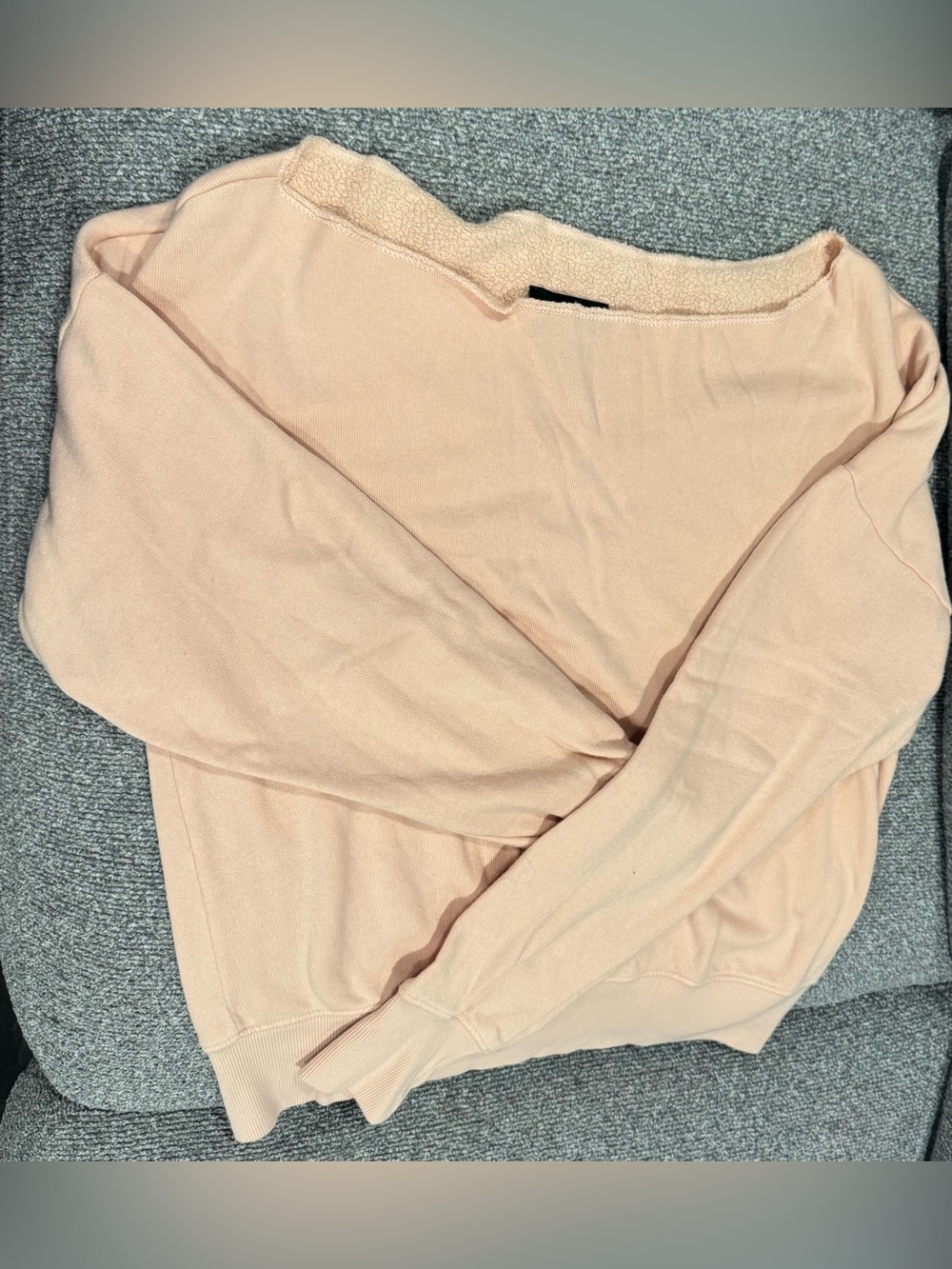 Carbon38 Lightweight Off the Shoulder Sweater in Soft Peach